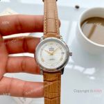 Clone Omega De Ville Prestige Ladies Watches Brown Leather Strap